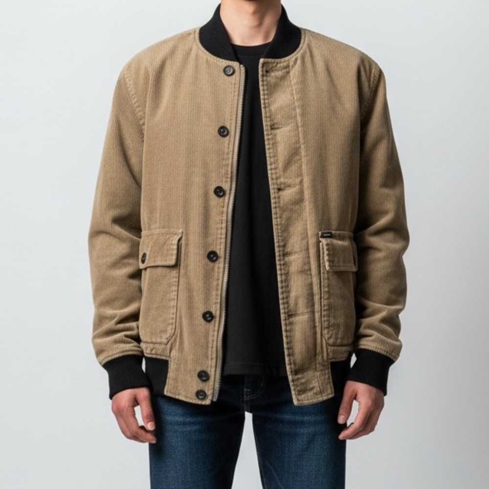 RVCA - Nature X Industry - Olive Brown Cotton Corduroy Bomber Jacket - Men’s XS